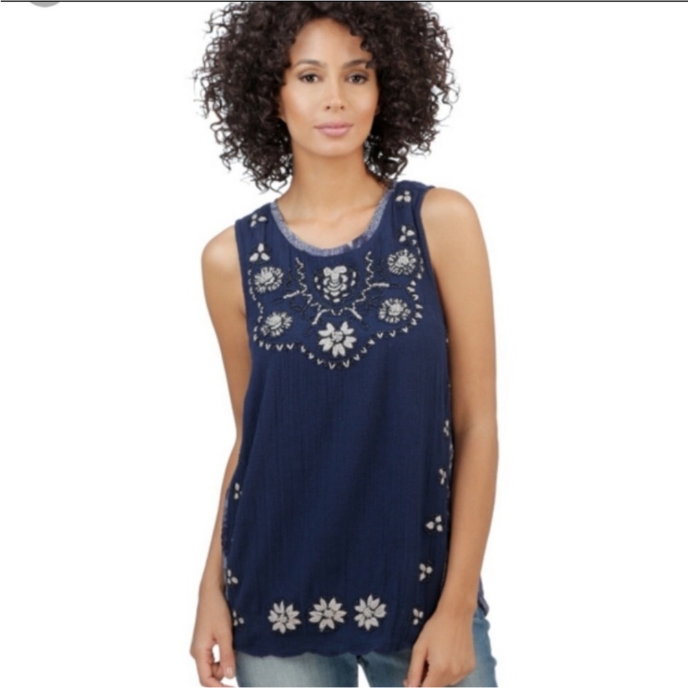 LUCKY BRAND Beaded and Embroidered Tank Top Size Medium